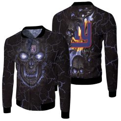 Lava Skull New York Giants 3d Jersey Fleece Bomber Jacket