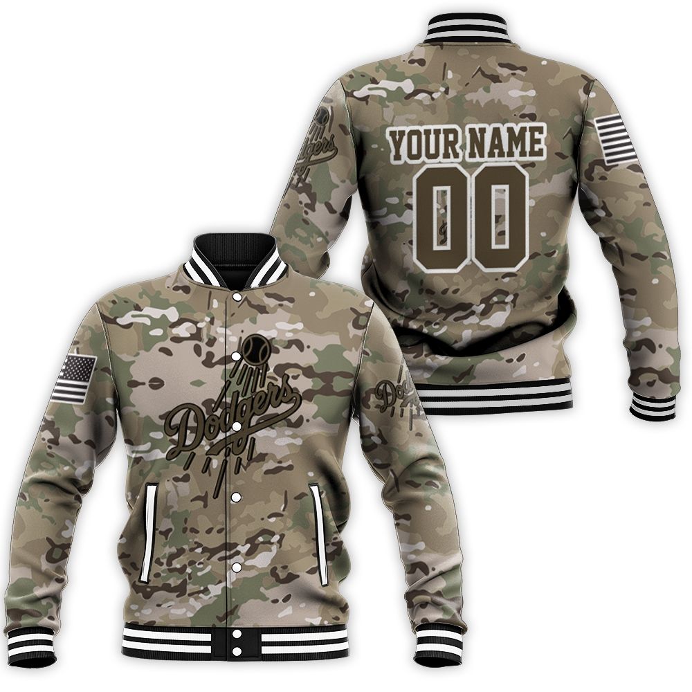 Los Angeles Dodgers Camouflage Veteran 3d Personalized Baseball Jacket Los Angeles Dodgers Camouflage Veteran 3d Personalized Baseball Jacket