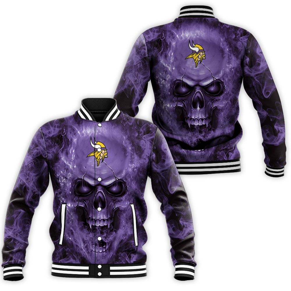 Minnesota Vikings Nfl Fans Skull Baseball Jacket Minnesota Vikings Nfl Fans Skull Baseball Jacket