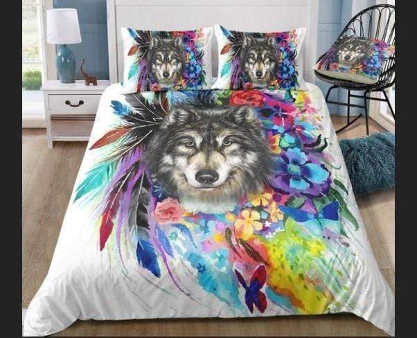 Mutilcolor Tribal Wolf Bedding Set Mutilcolor Tribal Wolf Bedding Set