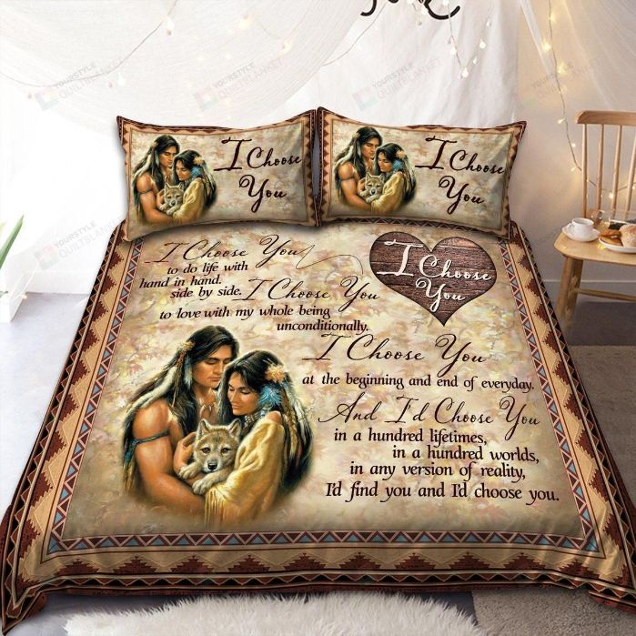 Native American Couple I Choose You Bedding Set Native American Couple I Choose You Bedding Set