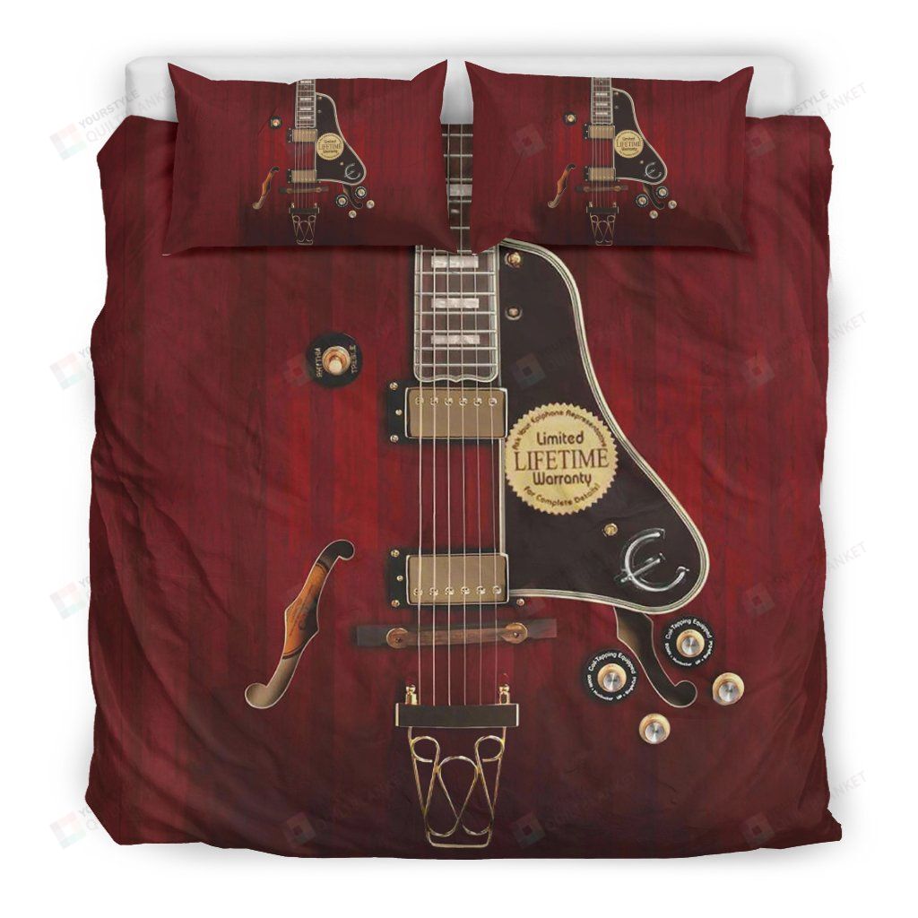 Red Electric Guitar Bedding Set Red Electric Guitar Bedding Set