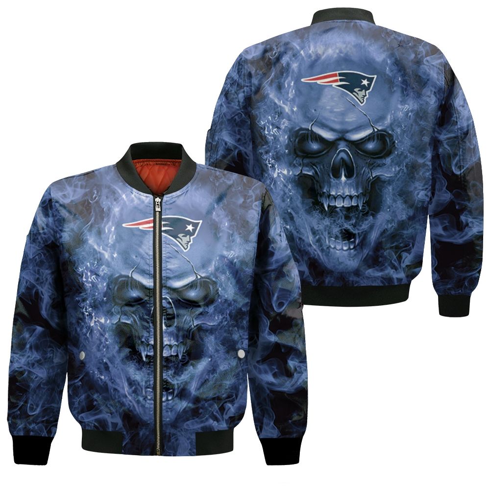 New England Patriots Nfl Fans Skull Bomber Jacket New England Patriots Nfl Fans Skull Bomber Jacket