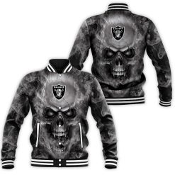 Oakland Raiders Nfl Fans Skull Baseball Jacket