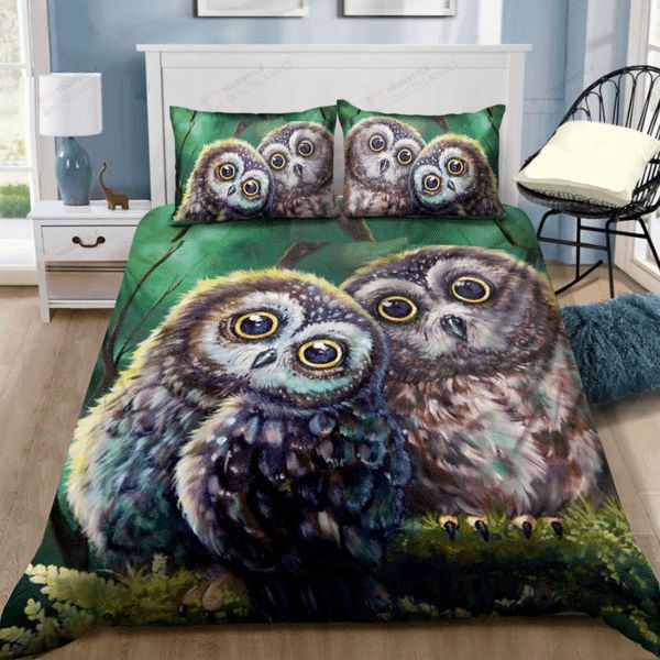 Owl Couple For Night Dream Bedding Set Owl Couple For Night Dream Bedding Set