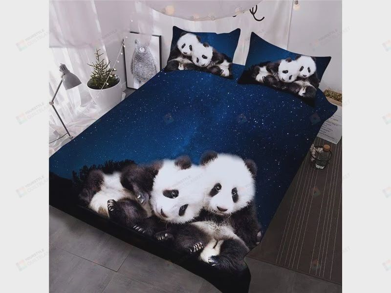 Panda And Blue Galaxy Bedding Set Panda And Blue Galaxy Bedding Set