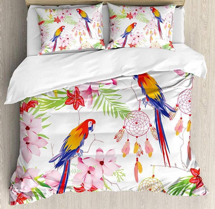 Parrot And Dreamcatcher Flower Bedding Set Parrot And Dreamcatcher Flower Bedding Set