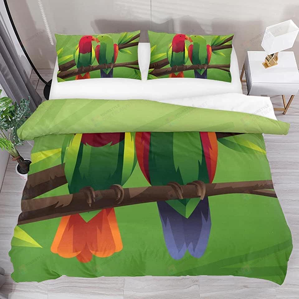 Parrots Couple Green Bedding Set Parrots Couple Green Bedding Set