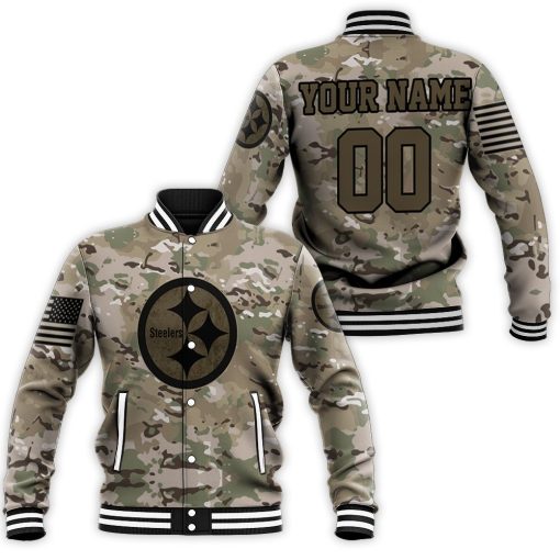 Pittsburgh Steelers Camoflage Pattern Personalized Baseball Jacket