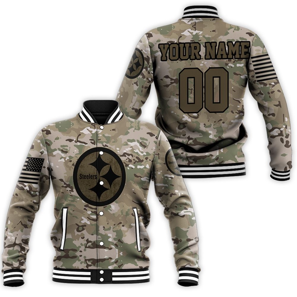 Pittsburgh Steelers Camoflage Pattern Personalized Baseball Jacket Pittsburgh Steelers Camoflage Pattern Personalized Baseball Jacket