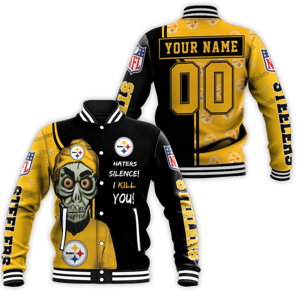 Pittsburgh Steelers Haters Silence 3d Personalized Baseball Jacket Pittsburgh Steelers Haters Silence 3d Personalized Baseball Jacket