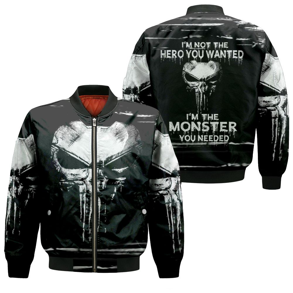 Punisher Skull Im Not The Hero You Wanted Im The Monster You Needed 3d T Shi Bomber Jacket Punisher Skull Im Not The Hero You Wanted Im The Monster You Needed 3d T Shi Bomber Jacket