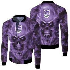 Sacramento Kings Nba Fans Skull Fleece Bomber Jacket