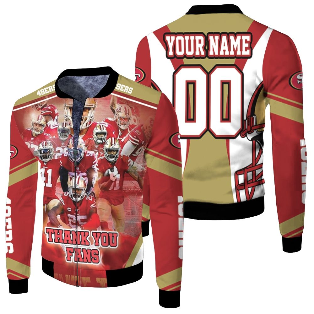 San Francisco 49ers Super Bowl 2021 Nfc West Division Thank You Fans Personalized Fleece Bomber Jacket San Francisco 49ers Super Bowl 2021 Nfc West Division Thank You Fans Personalized Fleece Bomber Jacket