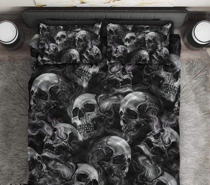 Skull Black And White Smoke Bedding Set Skull Black And White Smoke Bedding Set