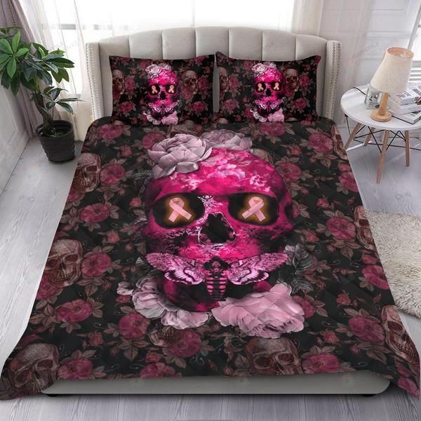 Skull Flower Breast Cancer Awareness Bedding Set Skull Flower Breast Cancer Awareness Bedding Set