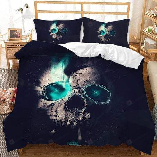 Skull Green Smoke Halloween Bedding Set Skull Green Smoke Halloween Bedding Set