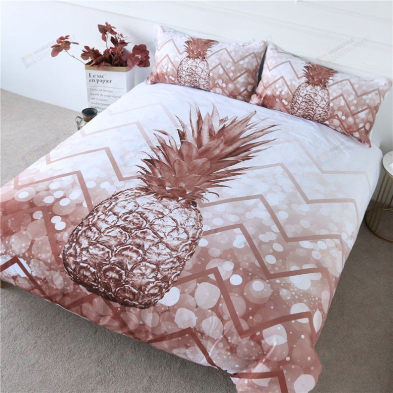 Sparkling Cooper Color Pineapple Bedding Set Sparkling Cooper Color Pineapple Bedding Set
