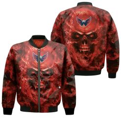 Washington Capitals Nhl Fans Skull Bomber Jacket