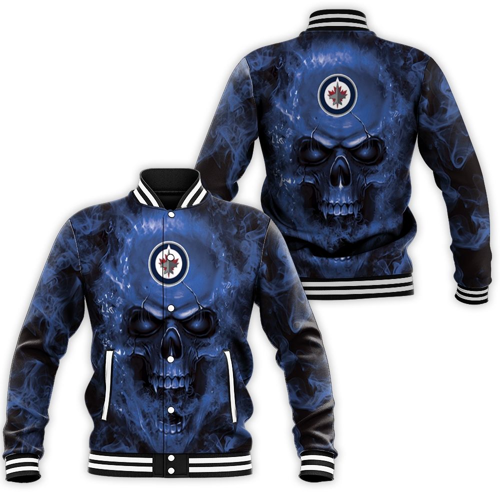 Winnipeg Jets Nhl Fans Skull Baseball Jacket Winnipeg Jets Nhl Fans Skull Baseball Jacket