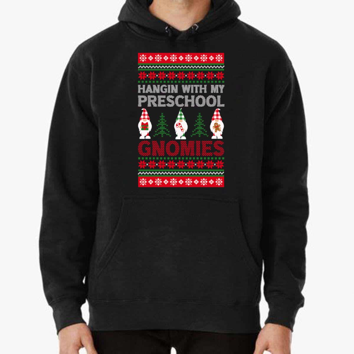 Hangin With My Preschool Gnomies Christmas Teacher T-Shirt Hangin With My Preschool Gnomies Christmas Teacher T-Shirt