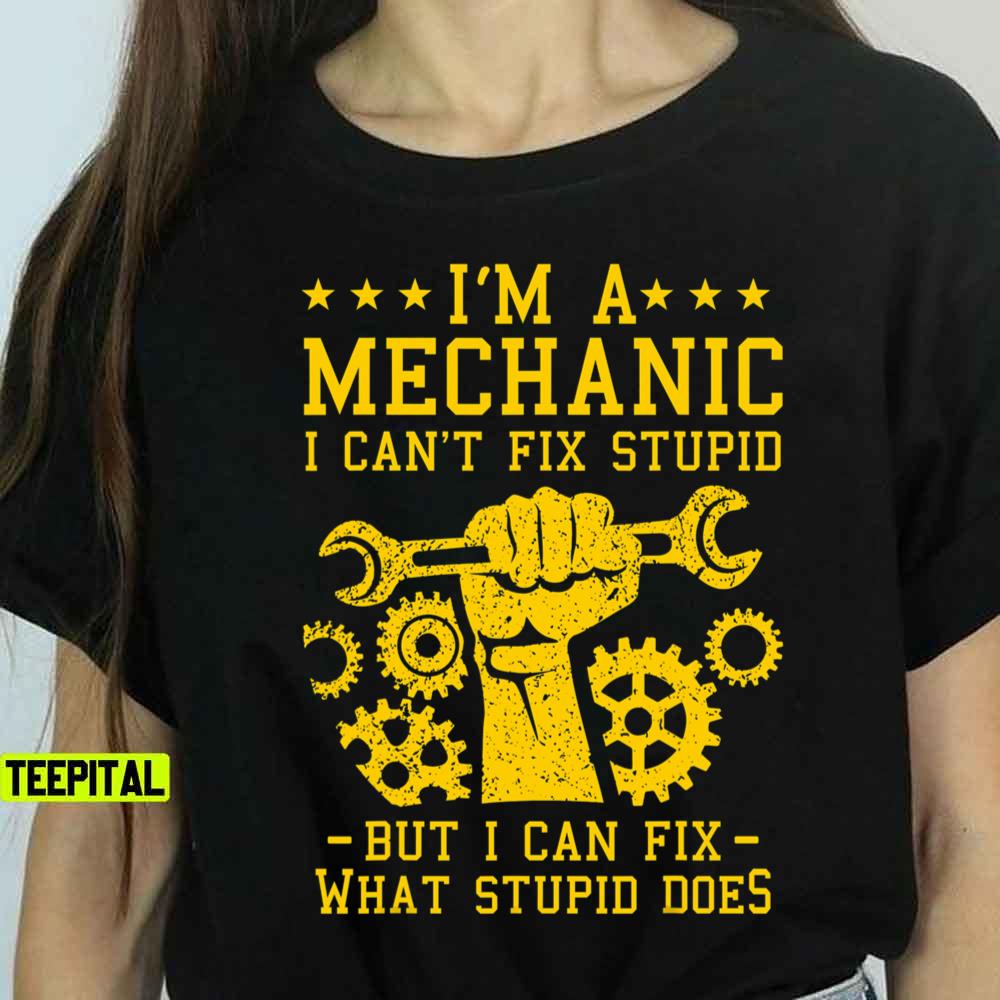 I'm A Mechanic I Can't Fix Stupid But I Can Fix What Stupid Does T-Shirt I'm A Mechanic I Can't Fix Stupid But I Can Fix What Stupid Does T-Shirt