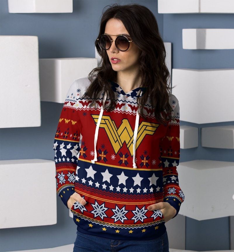 Xmas Wonder Woman Unisex Pullover And Zipped 3D All Over Print Hoodie Xmas Wonder Woman Unisex Pullover And Zipped 3D All Over Print Hoodie