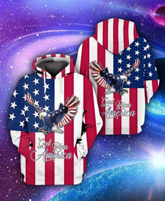 4th Of July Independence Day American Eagle God Bless America 3d Zip Hoodie 4th Of July Independence Day American Eagle God Bless America 3d Zip Hoodie