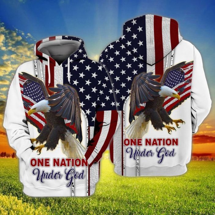 4th Of July Independence Day American Eagle One Nation Under God 3d Zip Hoodie 4th Of July Independence Day American Eagle One Nation Under God 3d Zip Hoodie