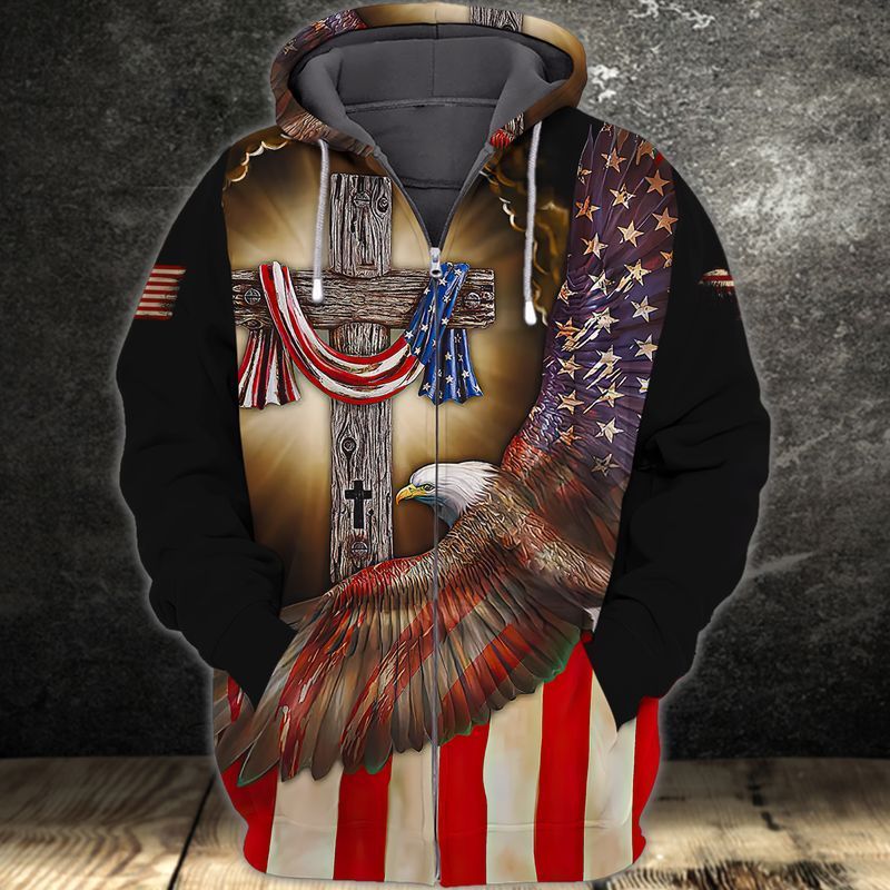 4th Of July Independence Day American Flag Eagle And God 3d Zip Hoodie 4th Of July Independence Day American Flag Eagle And God 3d Zip Hoodie