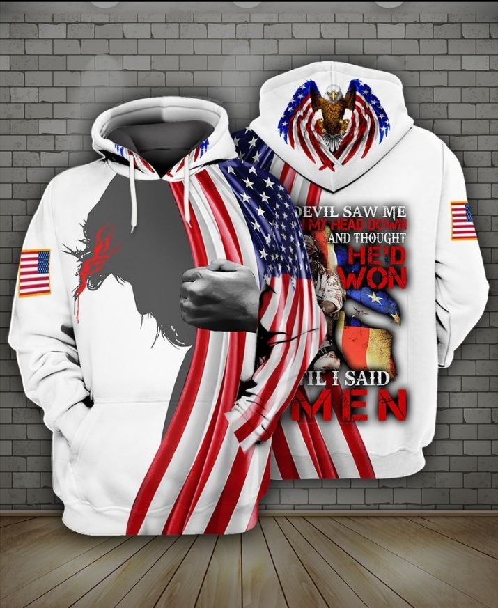 4th Of July Independence Day Memorial Day American Jesus Veteran Devil Saw Me I My Head Down And Thought Hed Won 3d Zip Hoodie 4th Of July Independence Day Memorial Day American Jesus Veteran Devil Saw Me I My Head Down And Thought Hed Won 3d Zip Hoodie