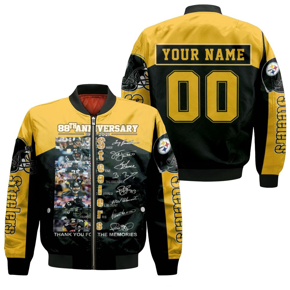 88th Anniversary Pittsburgh Steelers Great Player Thank You For The Memories American Flag Personalized Bomber Jacket 88th Anniversary Pittsburgh Steelers Great Player Thank You For The Memories American Flag Personalized Bomber Jacket