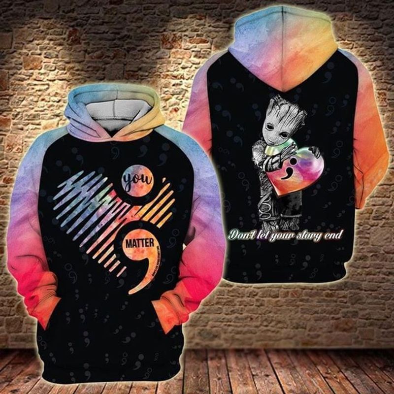 Baby Groot X Suicide Prevention You Matter Dont Let Your Story End 3d Zip Hoodie Baby Groot X Suicide Prevention You Matter Dont Let Your Story End 3d Zip Hoodie