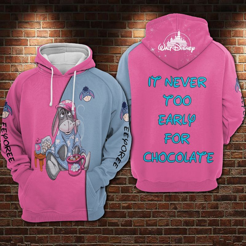 Eeyore Winnie The Pooh It Never Too Early For Chocolate Over Print 3d Zip Hoodie Eeyore Winnie The Pooh It Never Too Early For Chocolate Over Print 3d Zip Hoodie