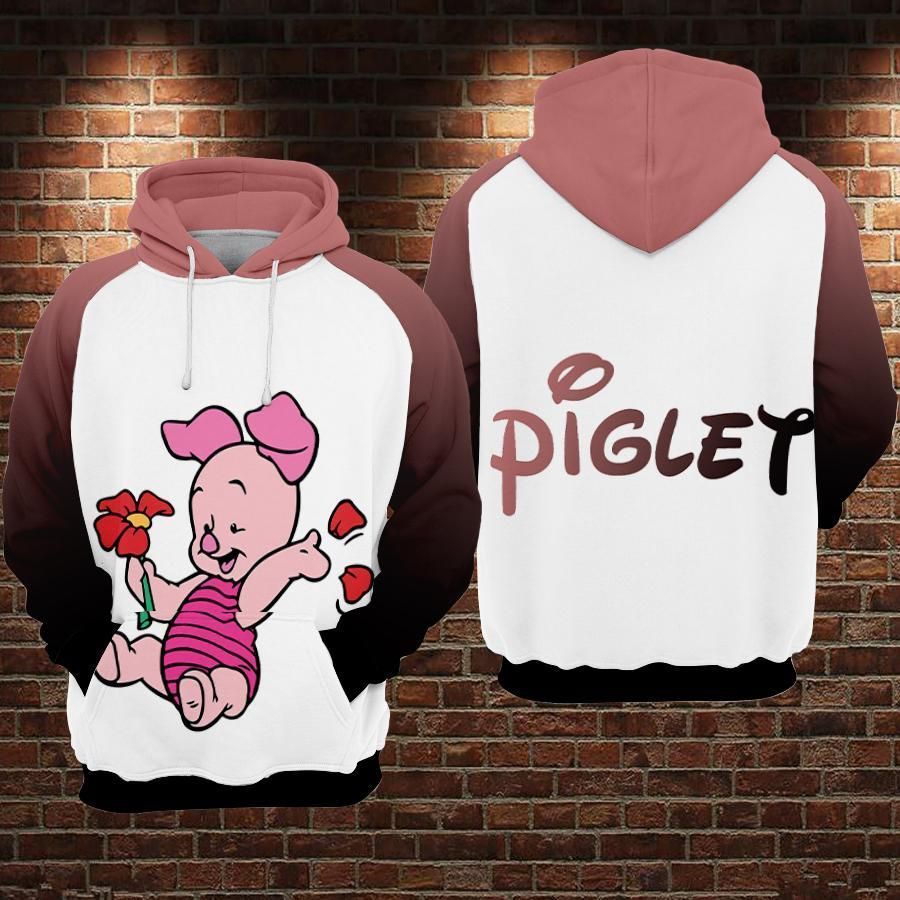 Flowers Piglet Cartoon Winnie The Pooh Hunny Over Print 3d Zip Hoodie Flowers Piglet Cartoon Winnie The Pooh Hunny Over Print 3d Zip Hoodie