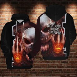 Jack Skellington Cartoon The Nightmare Before Christmas Over Print 3d Zip Hoodie