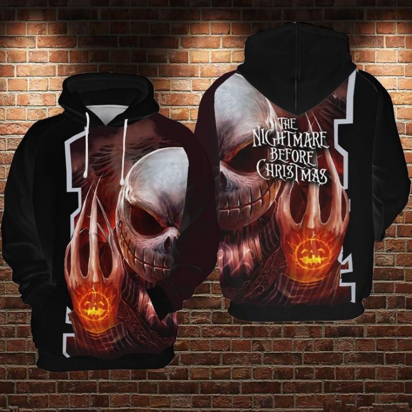 Jack Skellington Cartoon The Nightmare Before Christmas Over Print 3d Zip Hoodie Jack Skellington Cartoon The Nightmare Before Christmas Over Print 3d Zip Hoodie