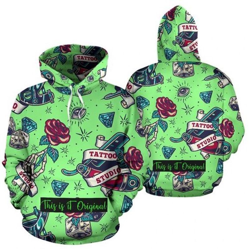 Light Green Design Tattoo Studio Roses Unisex All Over Printed 3d Hoodie Light Green Design Tattoo Studio Roses Unisex All Over Printed 3d Hoodie