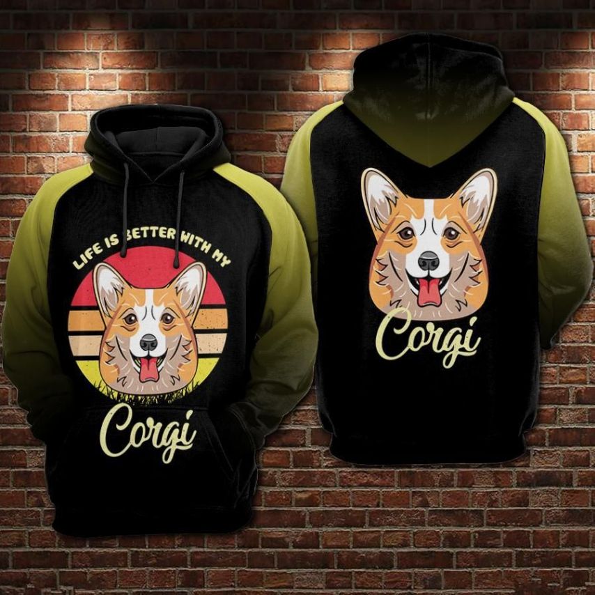 Pembroke Welsh Corgi Life Is Better With My Corgi Over Print 3d Zip Hoodie Pembroke Welsh Corgi Life Is Better With My Corgi Over Print 3d Zip Hoodie