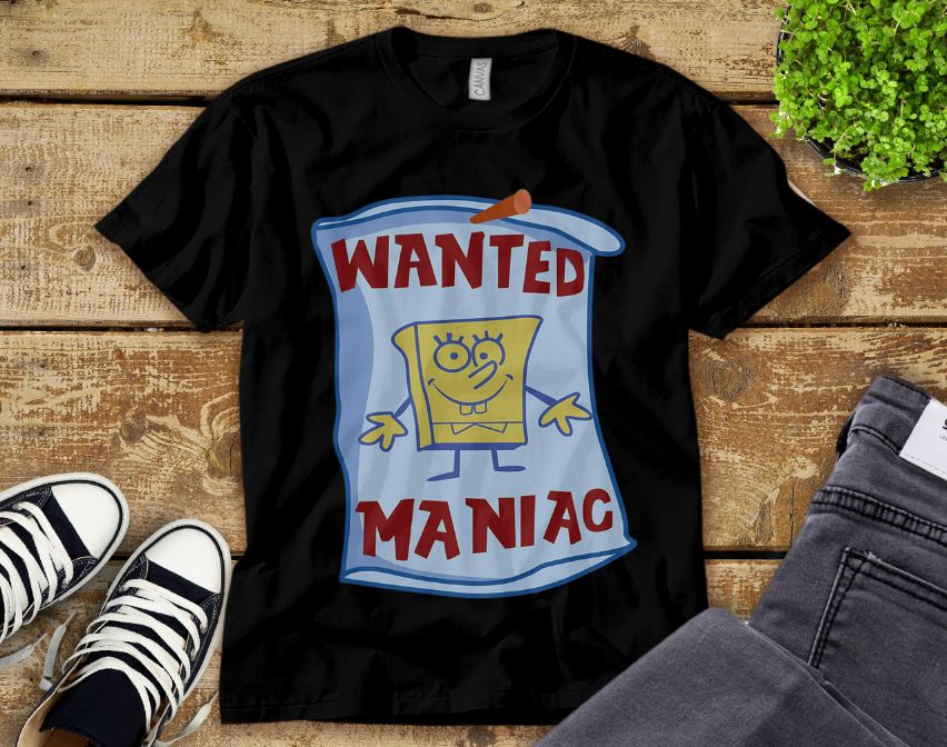 SpongeBob SquarePants Wanted Maniac T-Shirt SpongeBob SquarePants Wanted Maniac T-Shirt