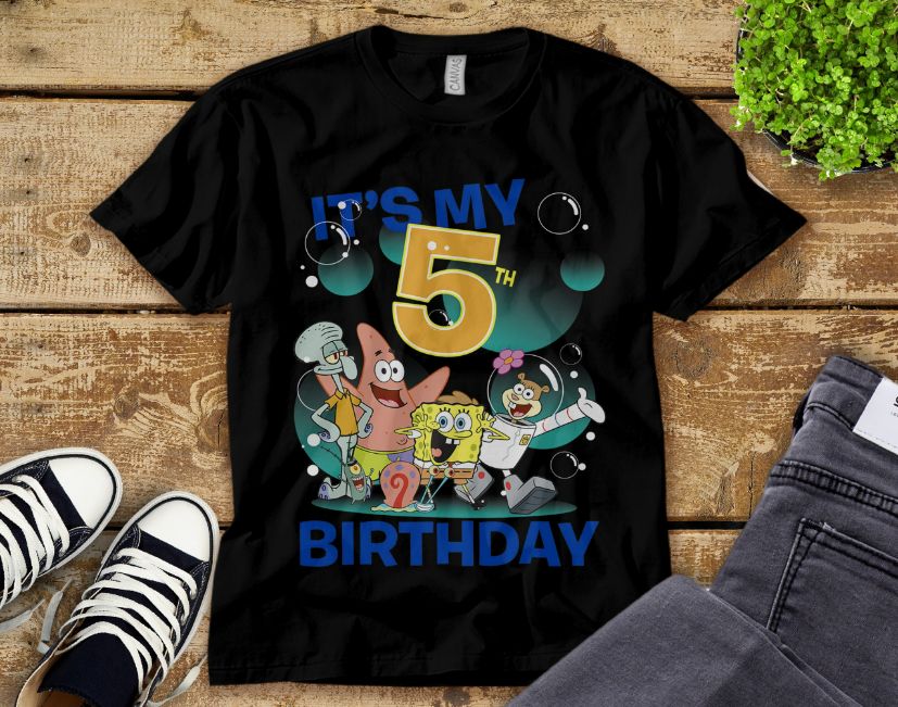 Spongebob Squarepants It_s My 5th Birthday Group Shot Unisex T-Shirt Spongebob Squarepants It_s My 5th Birthday Group Shot Unisex T-Shirt