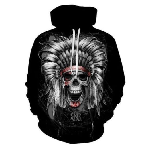 Aborigines Skull Full Black 3d Hoodie