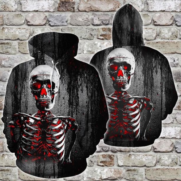Abstract Human Skeleton Horror Background 3d Zip Hoodie Abstract Human Skeleton Horror Background 3d Zip Hoodie