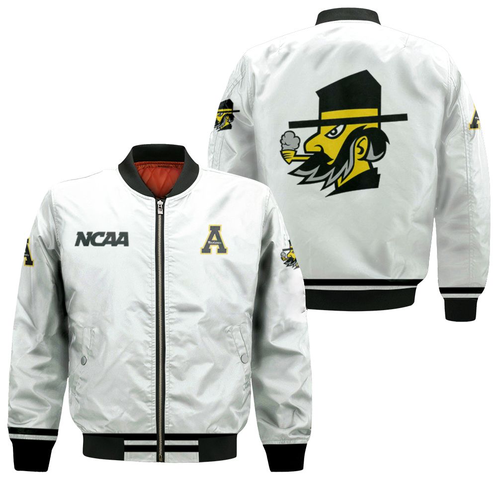 Appalachian State Mountaineers Ncaa Classic White With Mascot Logo Gift For Appalachian State Mountaineers Fans Bomber Jacket Appalachian State Mountaineers Ncaa Classic White With Mascot Logo Gift For Appalachian State Mountaineers Fans Bomber Jacket