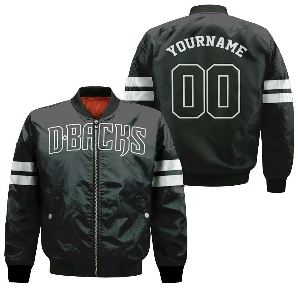 Arizona Diamondbacks Majestic 2019 Personalized Black Jersey Inspired Bomber Jacket Arizona Diamondbacks Majestic 2019 Personalized Black Jersey Inspired Bomber Jacket