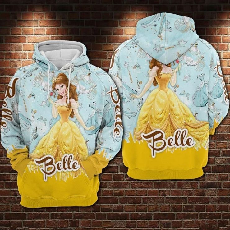 Belle Cartoon Beauty And The Beast Over Print 3d Zip Hoodie Belle Cartoon Beauty And The Beast Over Print 3d Zip Hoodie