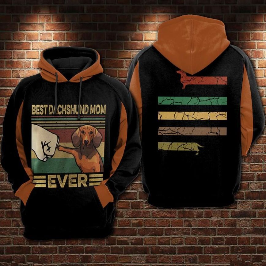 Best Dachshund Mom Ever Vintager Over Print 3d Zip Hoodie Best Dachshund Mom Ever Vintager Over Print 3d Zip Hoodie