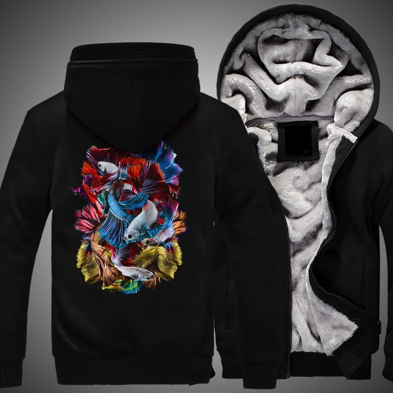 Betta Fish Over Print 3d Fleece Zip Hoodie Betta Fish Over Print 3d Fleece Zip Hoodie