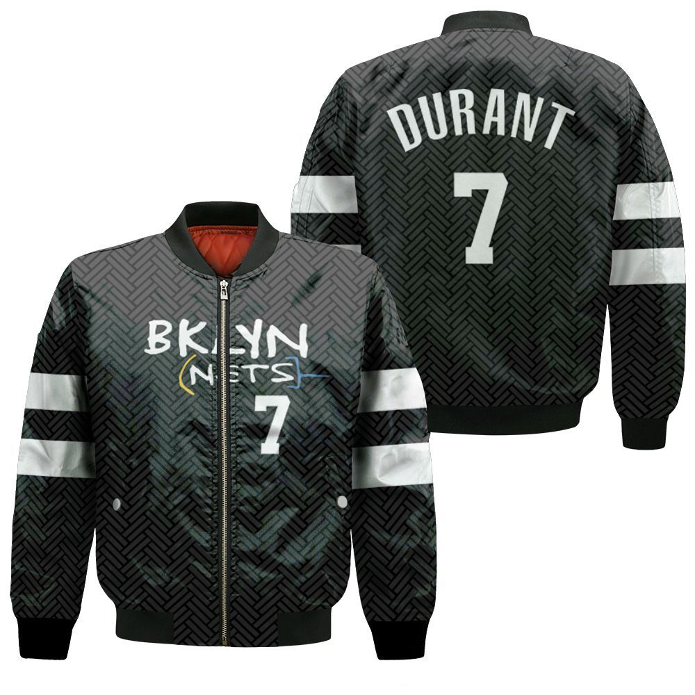 Brooklyn Nets Kevin Durant #7 Great Player 2020 Nba New Arrival Black 3d Designed Allover Gift For Brooklyn Fans Bomber Jacket Brooklyn Nets Kevin Durant #7 Great Player 2020 Nba New Arrival Black 3d Designed Allover Gift For Brooklyn Fans Bomber Jacket