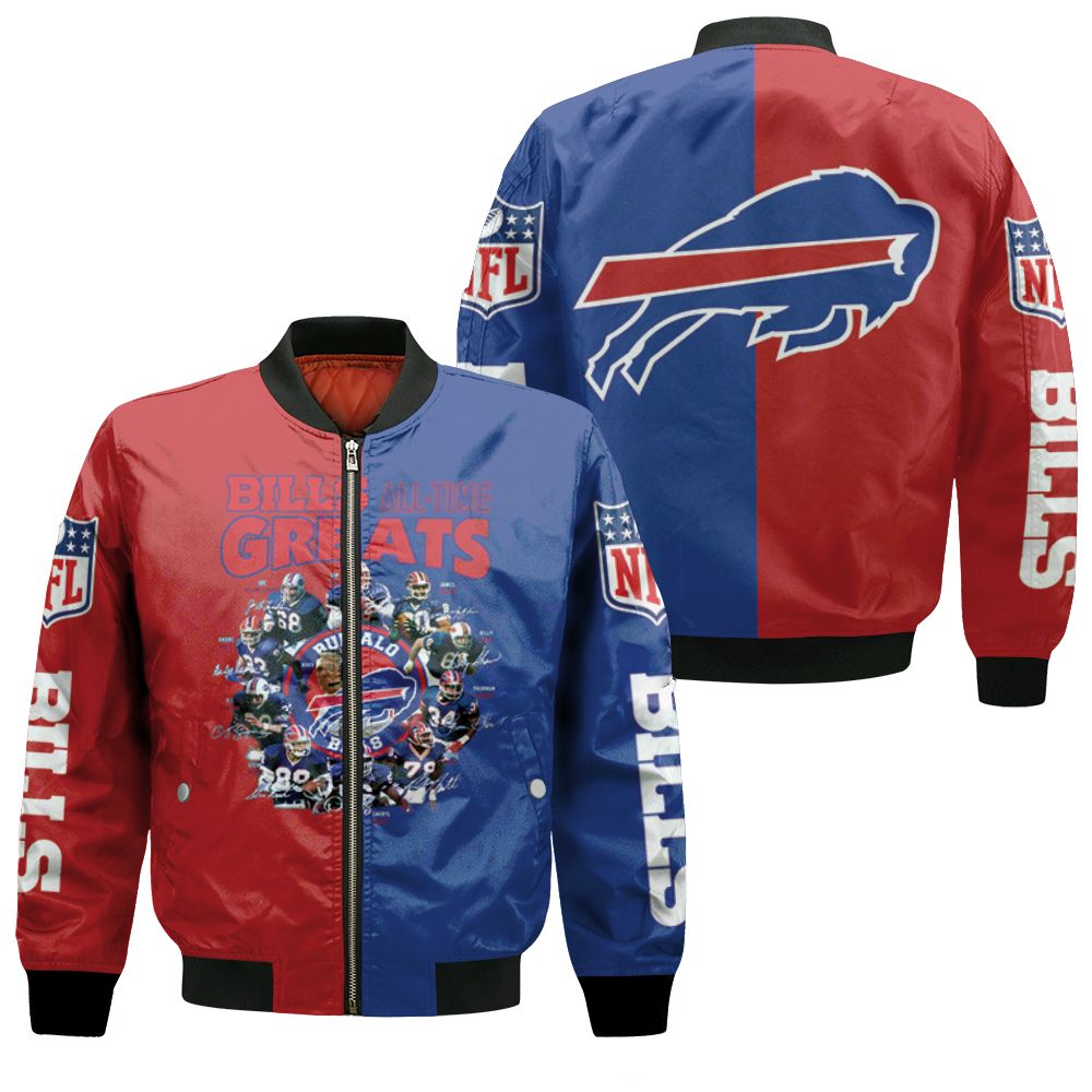 Buffalo Bills All Time Greats Players At All Time 2020 Nfl Season Bomber Jacket Buffalo Bills All Time Greats Players At All Time 2020 Nfl Season Bomber Jacket